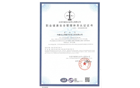 職業(yè)健康安全管理體系認(rèn)證證書
